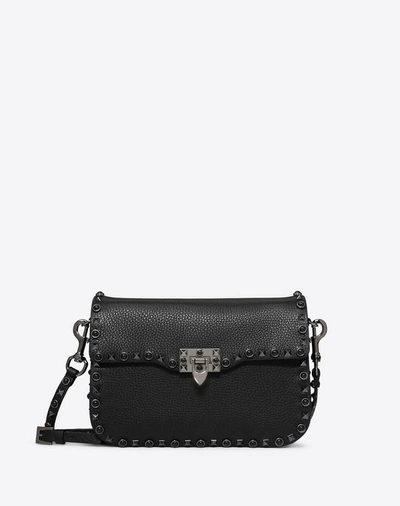 Shop Valentino Garavani  Garavani Rockstud Calfskin Crossbody Bag Women Black 100% Calfskin Ones