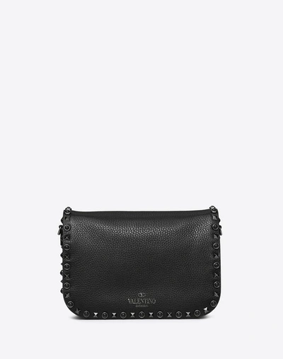 Shop Valentino Garavani  Garavani Rockstud Calfskin Crossbody Bag Women Black 100% Calfskin Ones