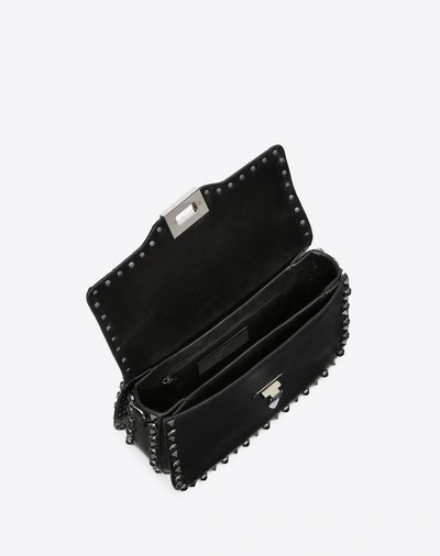 Shop Valentino Garavani  Garavani Rockstud Calfskin Crossbody Bag Women Black 100% Calfskin Ones