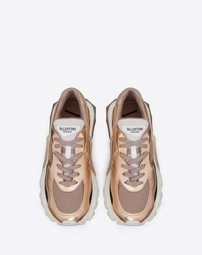 Shop Valentino Garavani Vltn Metallic Low-top Bounce Sneaker In Gold