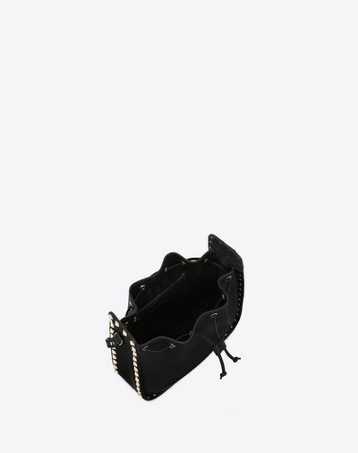 Shop Valentino Small Grain Calfskin Leather Rockstud Bucket Bag In Black