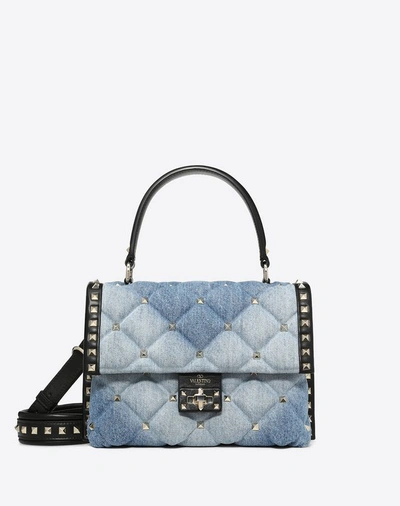 Valentino Garavani Medium Denim Candystud Top-handle Bag In Light Blue |  ModeSens
