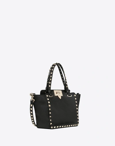 Shop Valentino Garavani Mini Rockstud Grainy Calfskin Bag In Black
