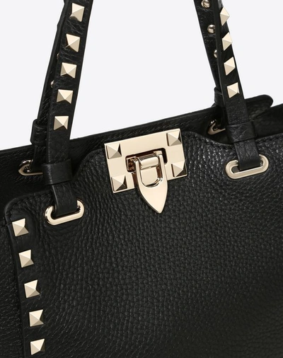 Shop Valentino Garavani Mini Rockstud Grainy Calfskin Bag In Black