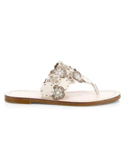 Shop Coach Lottie Flower Thong Sandals In Chalk