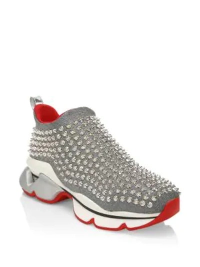 Shop Christian Louboutin Spiky Sock Donna Sneakers In Silver