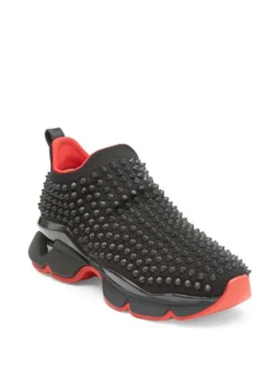 Shop Christian Louboutin Spiky Sock Donna Sneakers In Black