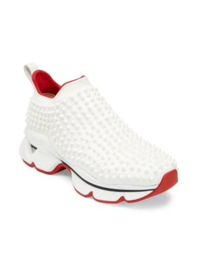Shop Christian Louboutin Spiky Sock Donna Sneakers In Snow