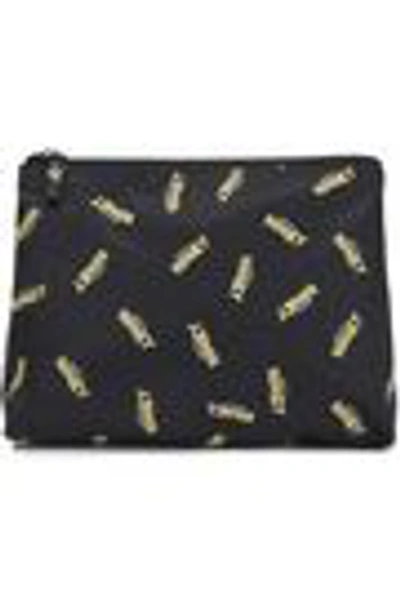 Shop Ganni Printed Shell Cosmetics Case In Black