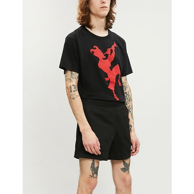 Shop Gucci Chateau Marmont-print Cotton-jersey T-shirt In Black Red