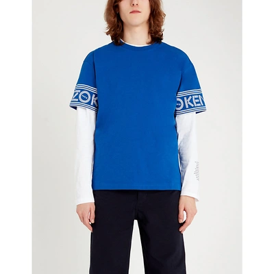 Shop Kenzo Logo-print Cotton-jersey T-shirt In French Blue