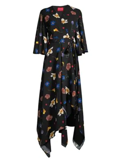 Shop Solace London Darlina Asymmetric Floral Dress In Space Floral