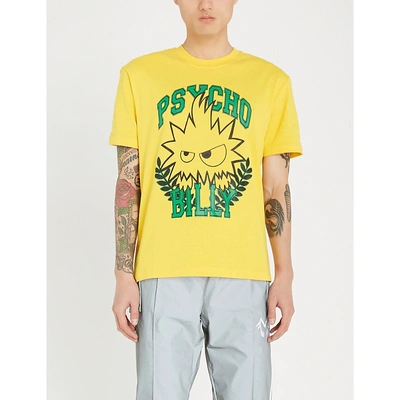 Shop Mcq By Alexander Mcqueen Psycho Billy Cotton T-shirt In Chrome Yellow