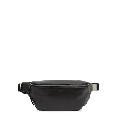 Shop Saint Laurent Black Leather Belt Bag