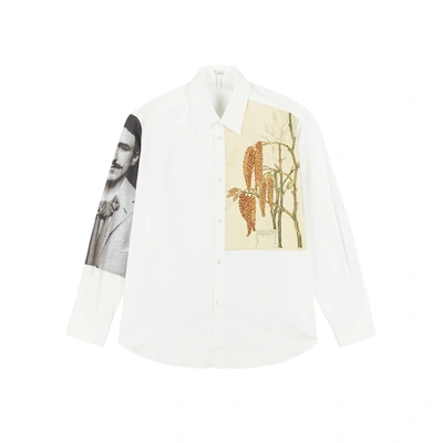 Shop Loewe White Panelled Cotton Shirt