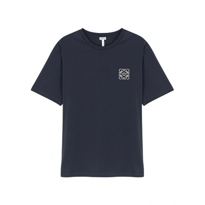 Shop Loewe Logo-embroidered Cotton T-shirt In Navy