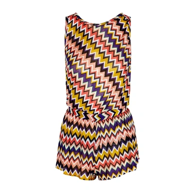 Shop Missoni Zigzag Fine-knit Playsuit In Multicoloured