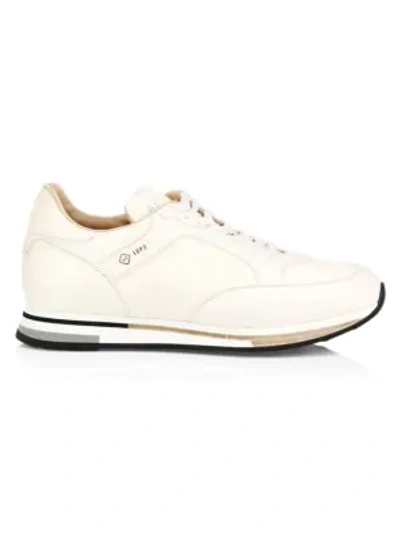 Shop Alfred Dunhill Duke Leather Runner Sneakers In White
