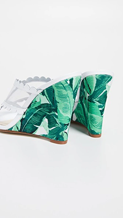 Shop Isa Tapia Ebea Vinyl Slides In White/leaf Print