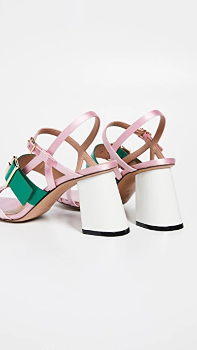 Shop Marni High Heel Sandals In Light Pink/forest Green