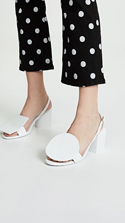 Shop Jacquemus Les Rond Carre Sandals In White