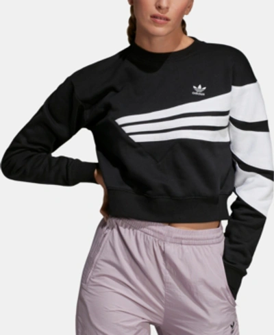 Shop Adidas Originals Bossy 90s Cropped Sweatshirt In Black
