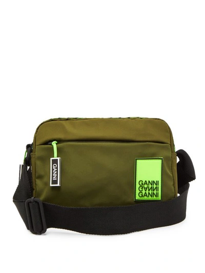 Ganni Azalea Logo-patch Camera Bag In Khaki ModeSens