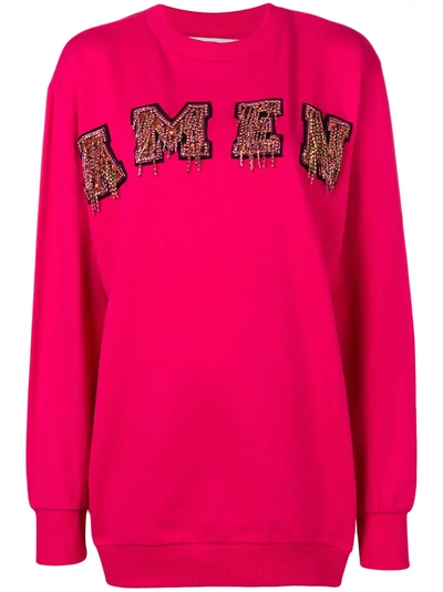 Shop Amen Oversized Fit Sweatshirt - Pink