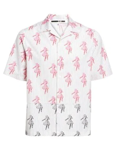 Shop Mcq By Alexander Mcqueen Billy Cut Up Button-down Shirt In Summer Stripe
