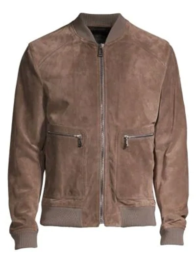 Belstaff Winswell Oiled Suede Bomber Jacket In Brown | ModeSens