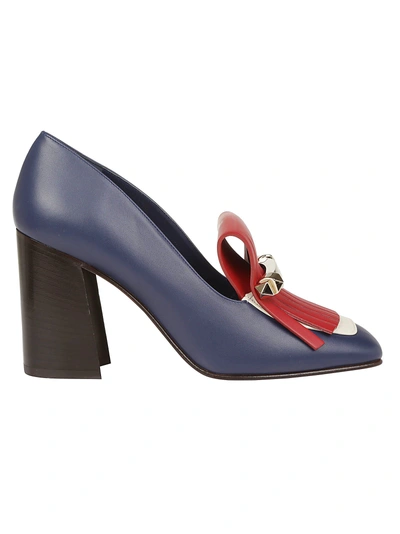 Shop Valentino Garavani Pump In Pure Blue/light Ivory/rosso