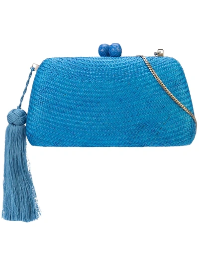 Shop Serpui Straw Clutch Bag - Blue
