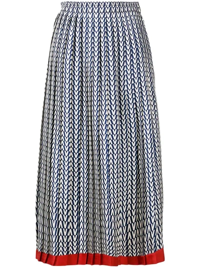 Shop Valentino Optical V Skirt - Blue