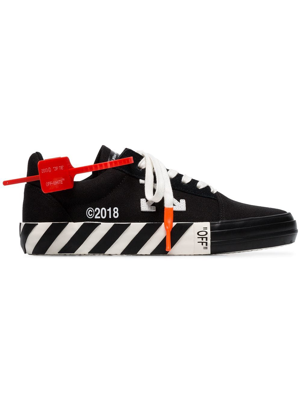 off white vulcanised striped low top sneakers