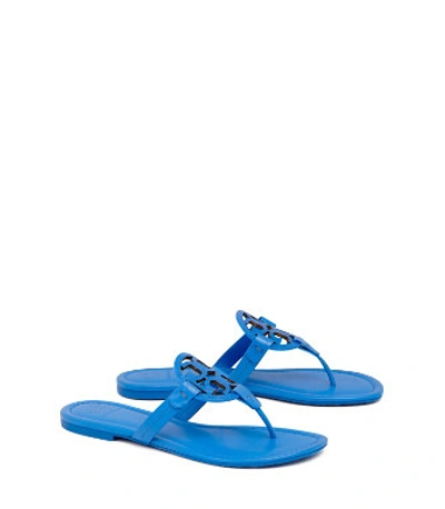 Shop Tory Burch Miller Sandals, Embossed Leather In Bright Tropical Blue / Bright Tropical