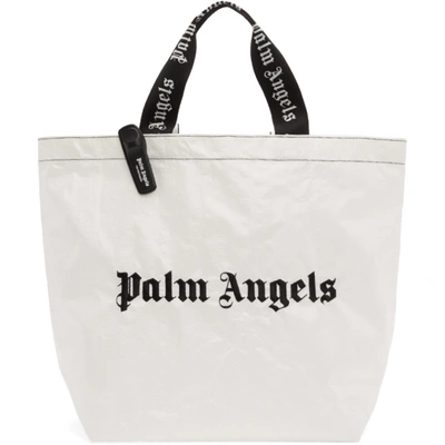 Shop Palm Angels White And Black Classic Tote In 0110whtblk