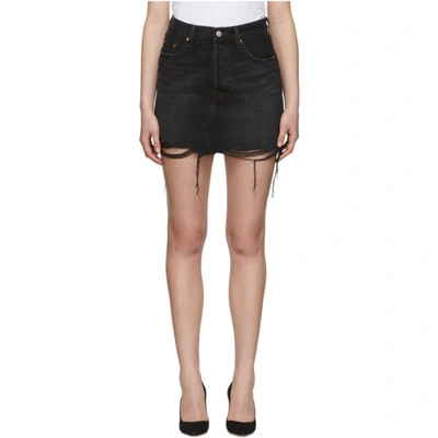 Shop Levi's Levis Black Denim Deconstructed Miniskirt In Ill Fated