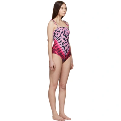 Shop Proenza Schouler Pink Tie-dye Bandeau One-piece Swimsuit In Magenta