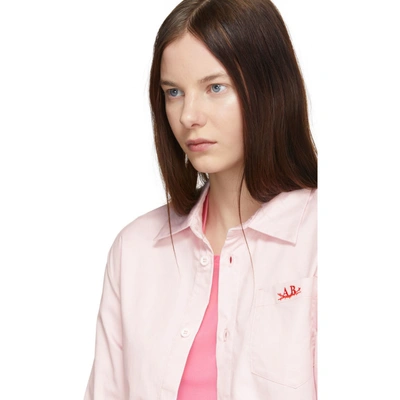 Shop Anton Belinskiy Pink Embroidered Logo Shirt