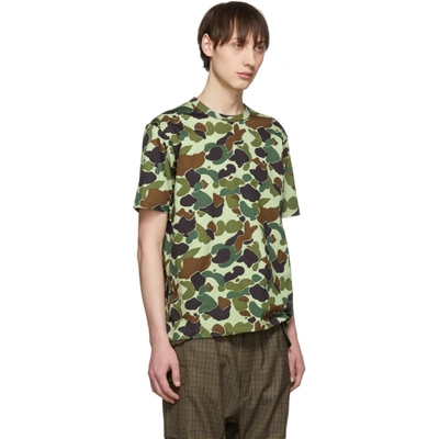 Shop Junya Watanabe Green And Brown Camo T-shirt