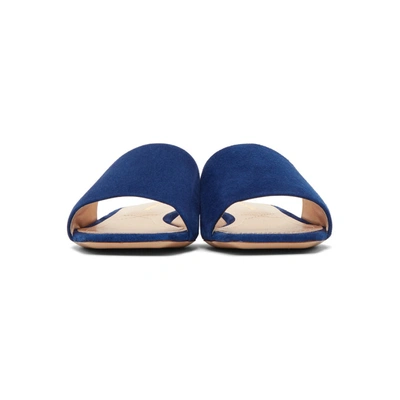 Shop Nicholas Kirkwood Blue Suede Casati Pearl Slides In B82 Electrb