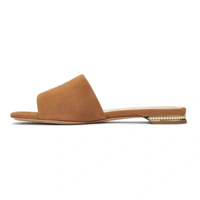 Shop Nicholas Kirkwood Tan Suede Casati Pearl Slides In M26 Ochre