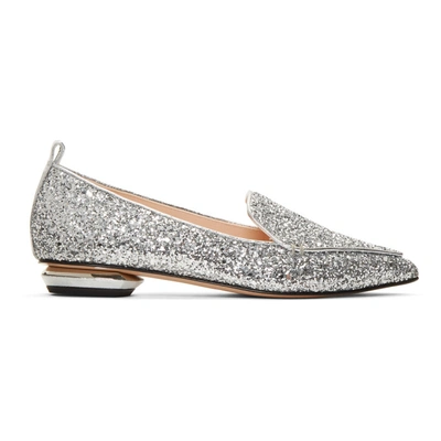 Shop Nicholas Kirkwood Silver Glitter Beya Loafers