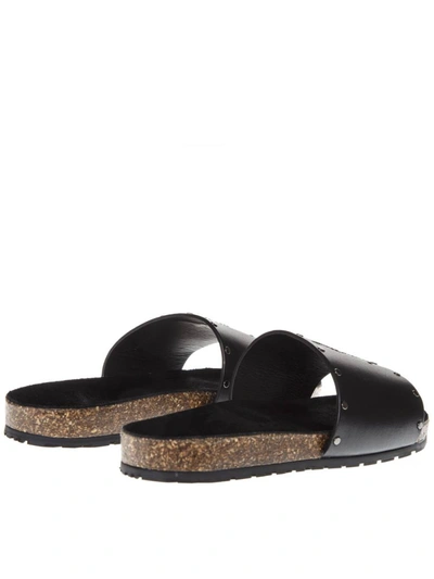 Shop Saint Laurent Jimmy Black Leather Sandals With Studs Details