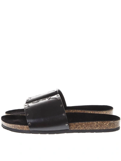 Shop Saint Laurent Jimmy Black Leather Sandals With Studs Details