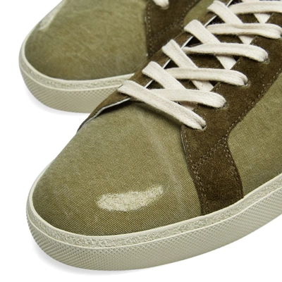 Shop Saint Laurent Sl-06 Canvas Embroidered Signature Sneaker In Green