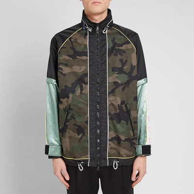 Shop Valentino Technical Taped Parka In Green