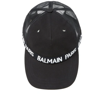 Shop Balmain Branded Taping Cap In Black