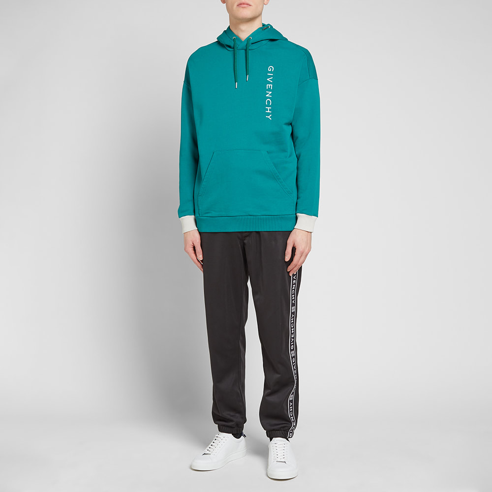 Givenchy Vertical Embroidered Logo Hoody In Green | ModeSens