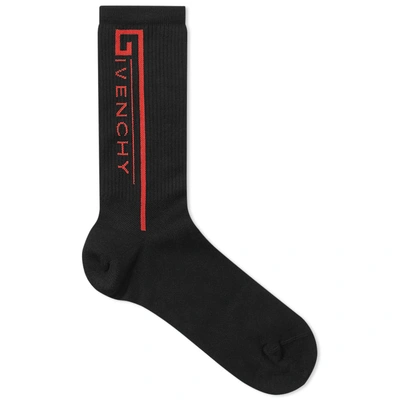 Shop Givenchy Jacquard Logo Sport Sock In Black